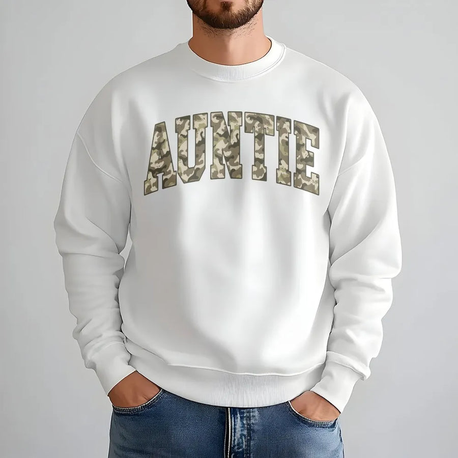 Camo Auntie Shirt | Comfort Colors® Varsity T-Shirt | Premium Cotton | Gift for New Aunt From Niece or Nephew, Future Uncle