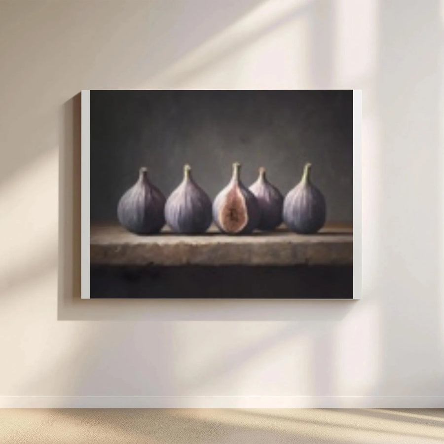Moody Fig Canvas Print | Rustic Still Life Fruit Painting | Premium Gallery Wrapped Wall Art | Kitchen & Dining Room Decor Gift