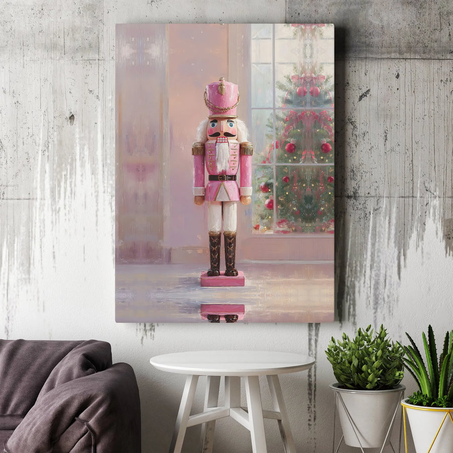 Pink Nutcracker Wall Art | Festive Christmas Tree Canvas Print | Premium Gallery-Wrapped Decor | Elegant Holiday Gift for Nutcracker Collectors