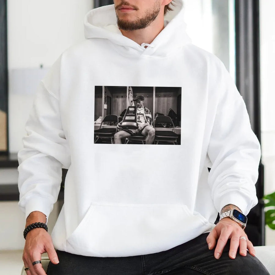 State Champion Basketball Hoodie | Vintage Locker Room Trophy Graphic | Cotton Blend Premium Pullover | Gift for Athlete & Sports Fan