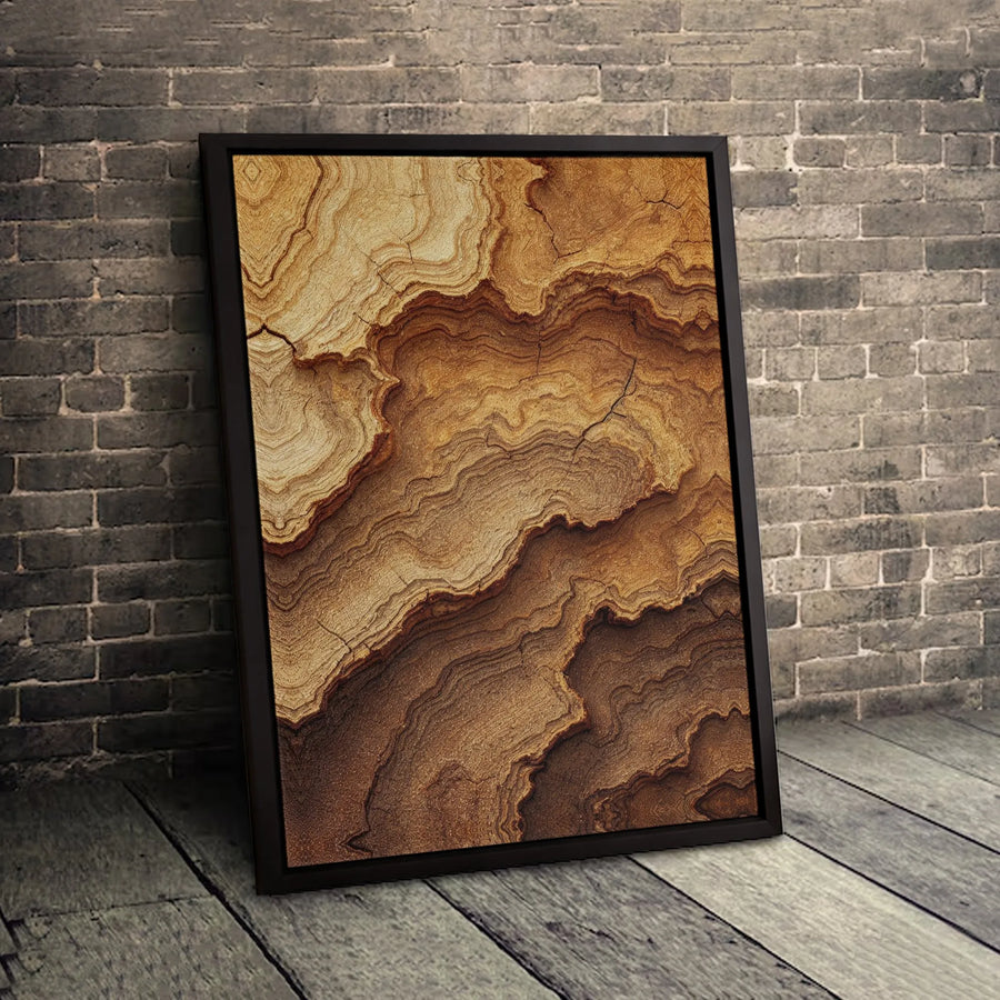 Abstract Sandstone Wall Art | Layered Earthy Tone Canvas Print | Premium Gallery-Wrapped 1.25 Inch Profile | Modern Minimalist Home Decor