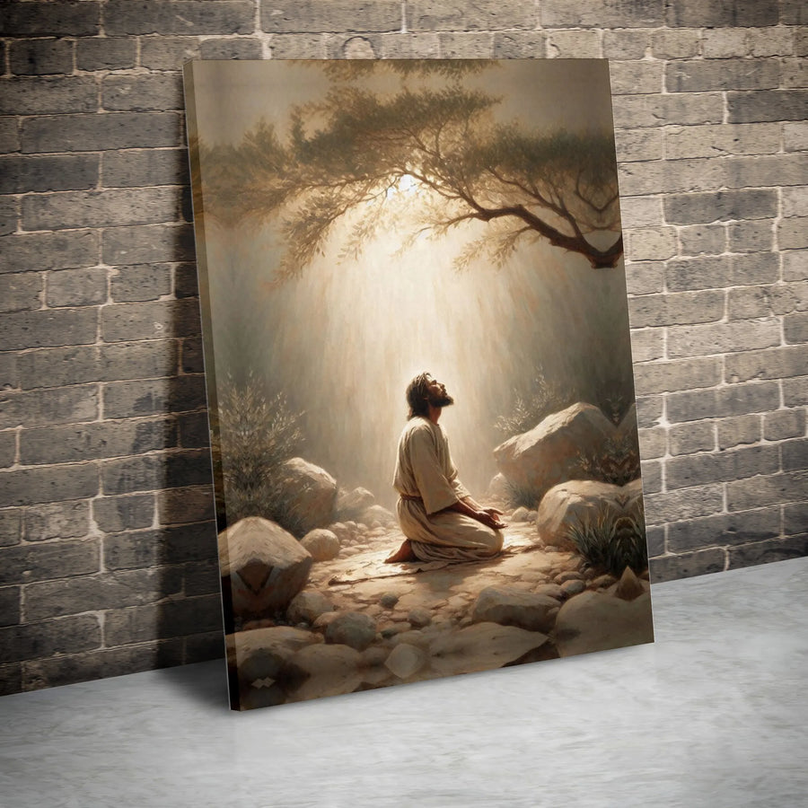 Jesus Praying In Gethsemane Canvas Art | Spiritual Christian Wall Decor | Gallery-Wrapped Premium Print | Religious Home Gift