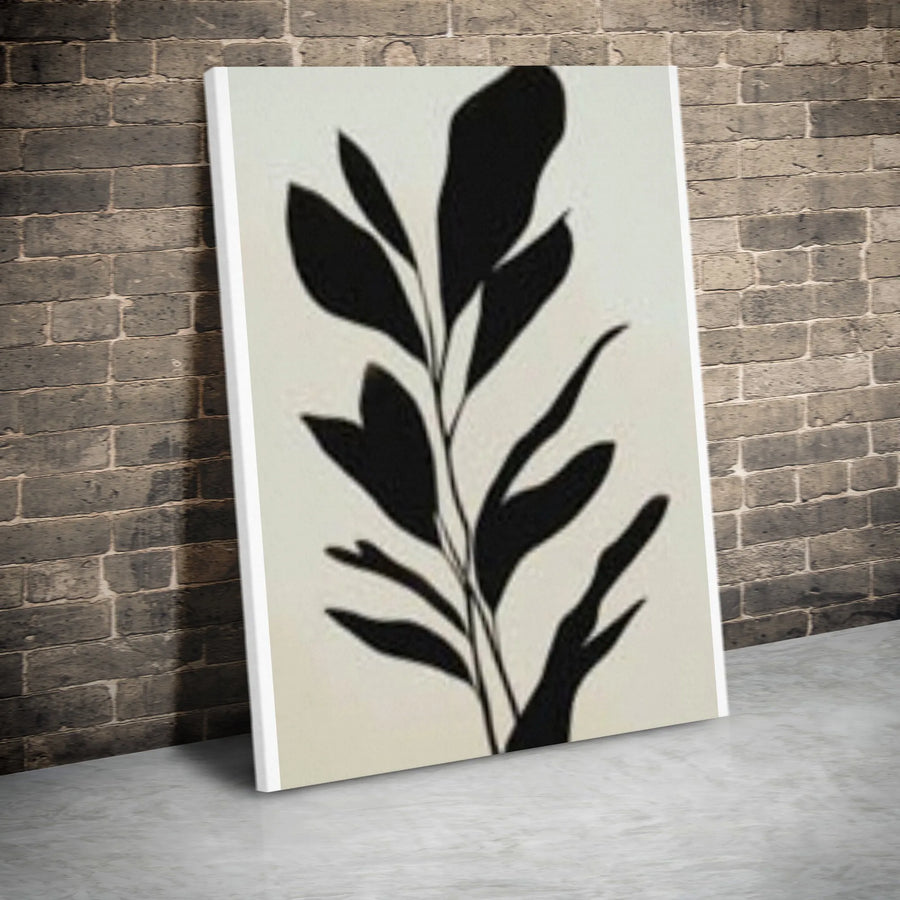 Minimalist Botanical Canvas Art | Black and White Plant Silhouette Print | Premium Gallery Wrapped Canvas | Modern Home Decor Gift