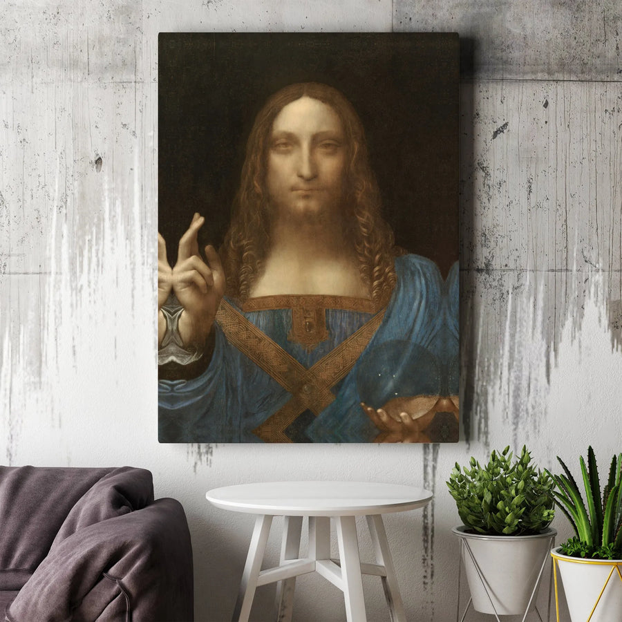 Salvator Mundi Canvas Print | Leonardo Da Vinci Renaissance Art | Gallery Wrap Wall Decor | Religious Home Office Gift