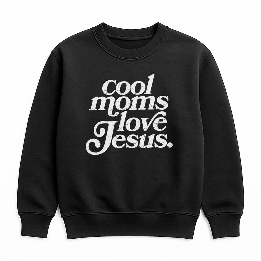 Cool Moms Love Jesus Sweatshirt | Retro Faith Graphic Sweatshirt | Soft Cotton Blend | Religious Gift for Christian Mom, Mother's Day Present