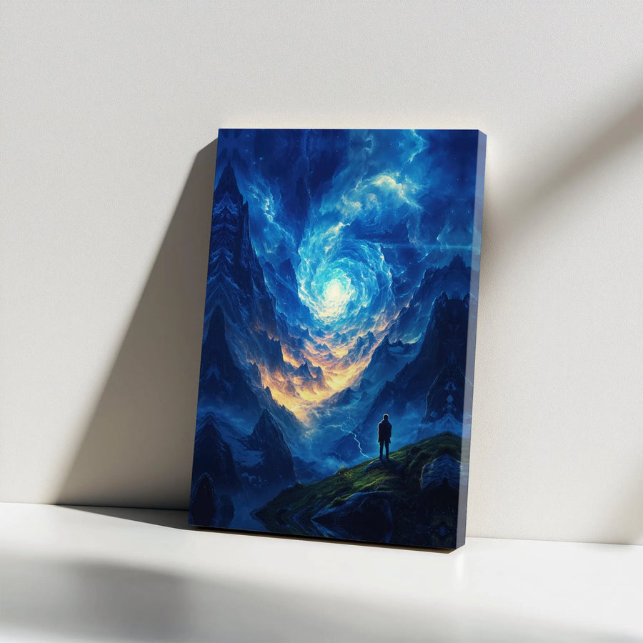 Celestial Storm Canvas Art | Epic Fantasy Landscape with Swirling Galaxy Sky | Premium Thick Gallery Wrap Canvas | Sci-Fi Wall Decor Gift