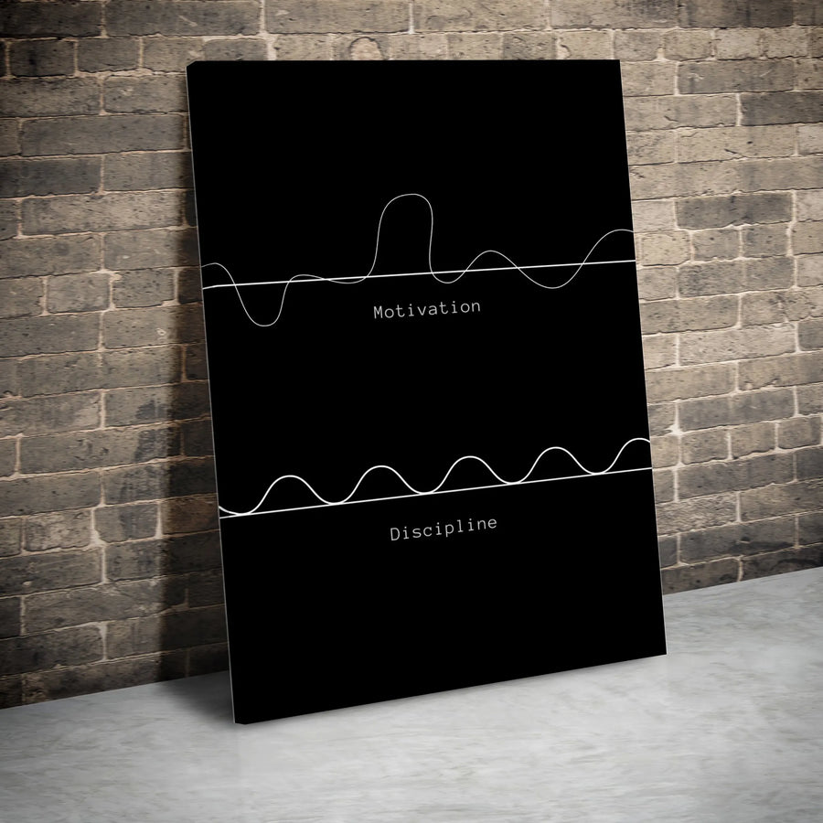 Motivation vs Discipline Canvas Wall Art | Minimalist Graph Print | Premium 1.25" Gallery Wrap | Inspirational Office Decor