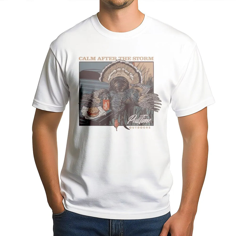 Turkey Hunting T-Shirt | Calm After The Storm Wildlife Graphic | Premium Cotton Unisex Tee | Gift For Outdoorsman And Turkey Hunter