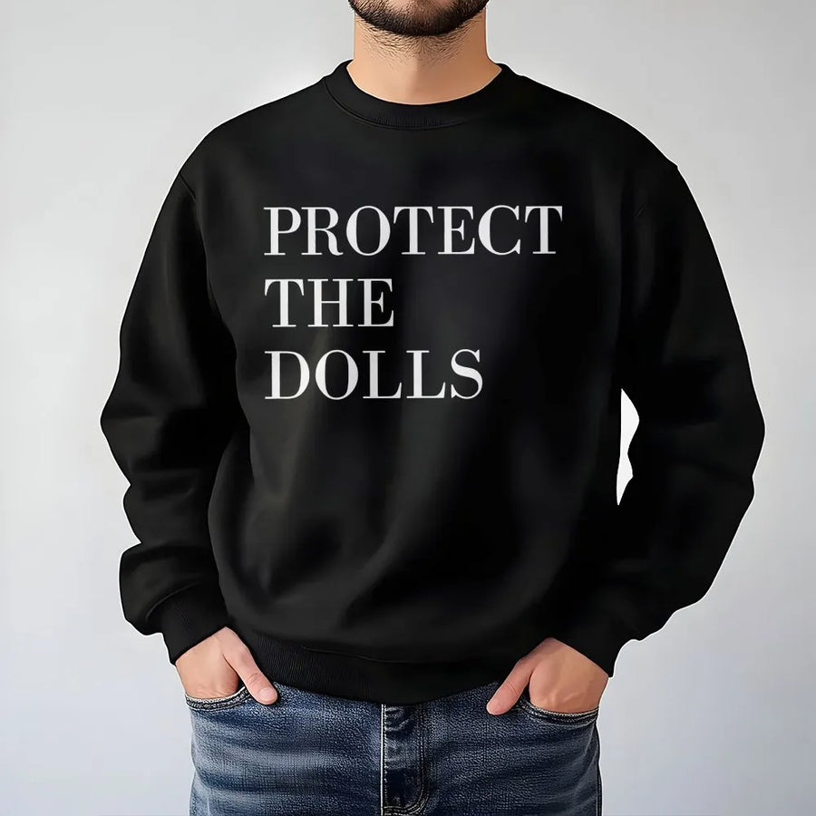 Protect The Dolls Sweatshirt | Minimalist Trans Rights Activism Graphic | Premium Cotton Blend Crewneck | Unisex Pride LGBTQ Gift