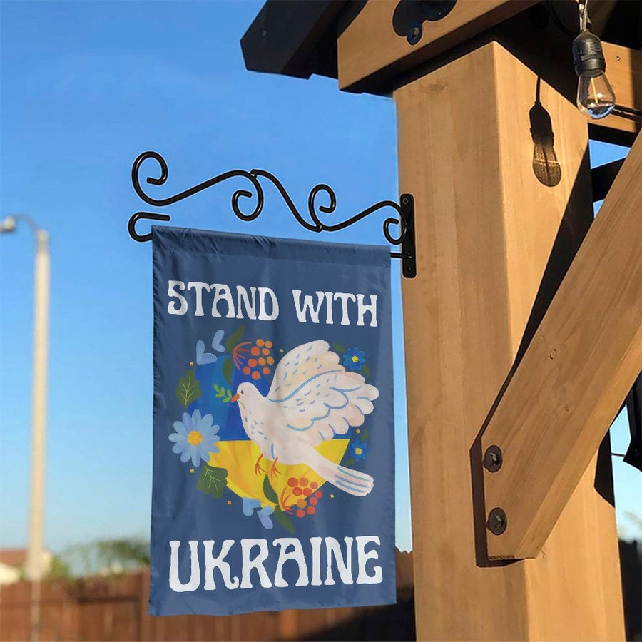 Stand With Ukraine Garden Flag | Peace Dove Floral Yard Banner | Weather-Resistant Premium Polyester | Support Ukraine Outdoor Decor