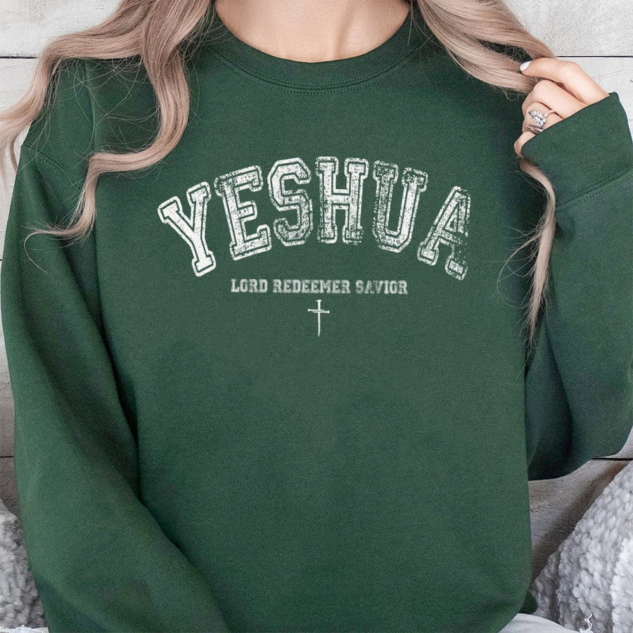 Yeshua Sweatshirt | Religious Faith Graphic Crewneck | Cotton Blend Premium Apparel | Christian Gift For Men And Women