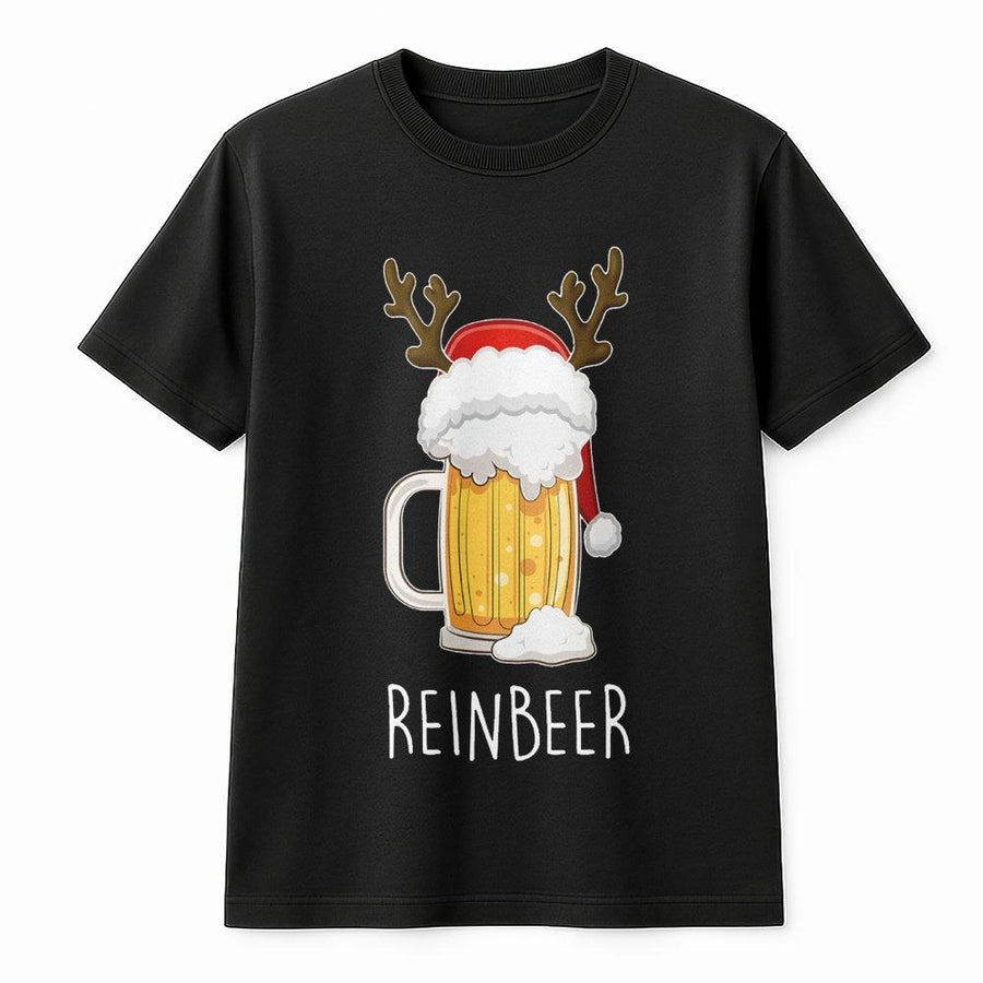 Reinbeer Christmas T-Shirt | Funny Reindeer Beer Pun Graphic | Premium Soft Cotton | Holiday Drinking Gift For Beer Lovers