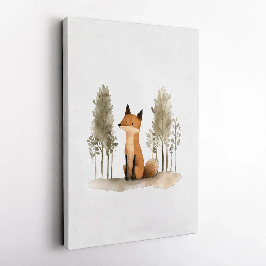 Cute Fox Wall Art | Watercolor Woodland Animal Canvas Print | Premium Fade-Resistant Decor | Nursery and Home Office Gift