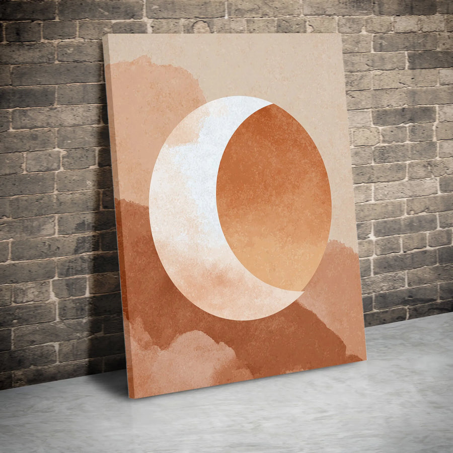 Abstract Crescent Moon Canvas Wall Art | Terracotta Boho Celestial Decor | Premium Gallery-Wrapped Print | Minimalist Modern Home Gift