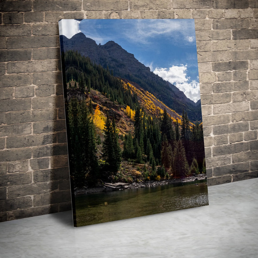 Mountain Landscape Canvas Wall Art | Autumn Aspen Trees Scenery | Premium Gallery Wrapped Canvas | Rustic Home & Cabin Decor Gift