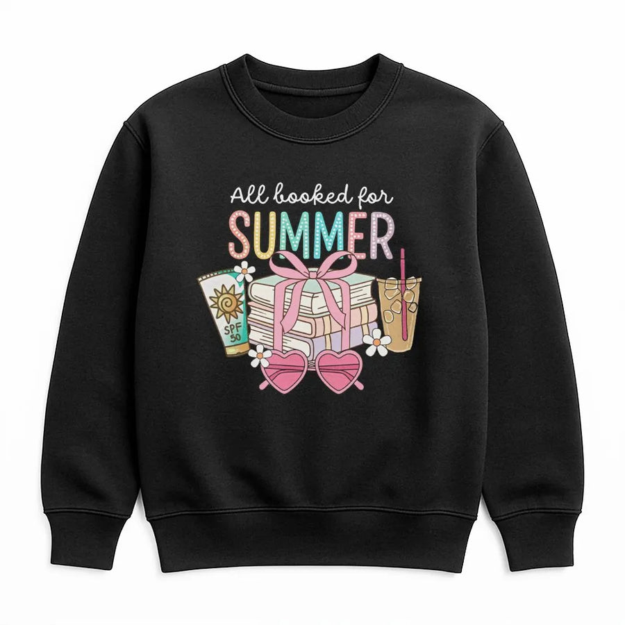 All Booked For Summer Sweatshirt | Booktrovert Reading Graphic Tee | Premium Comfort Colors Shirt | Gift for Book Lover, Teacher, Librarian