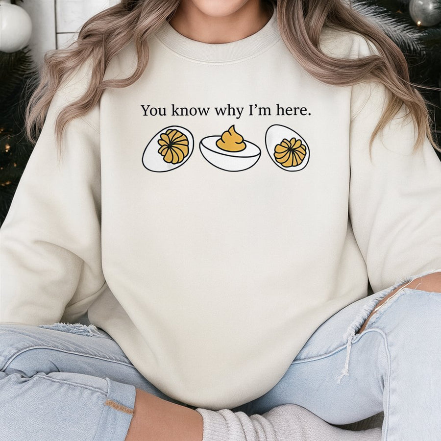 Deviled Eggs Sweatshirt | Funny Thanksgiving Food Quote | Soft Cotton Blend | Holiday Party Gift for Foodies