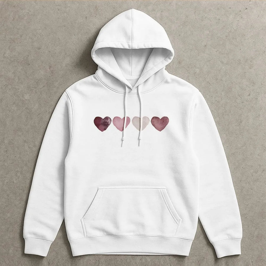 Watercolor Heart Hoodie | Minimalist Valentine Aesthetic | Premium Soft Cotton Blend | Romantic Gift for Her or Him