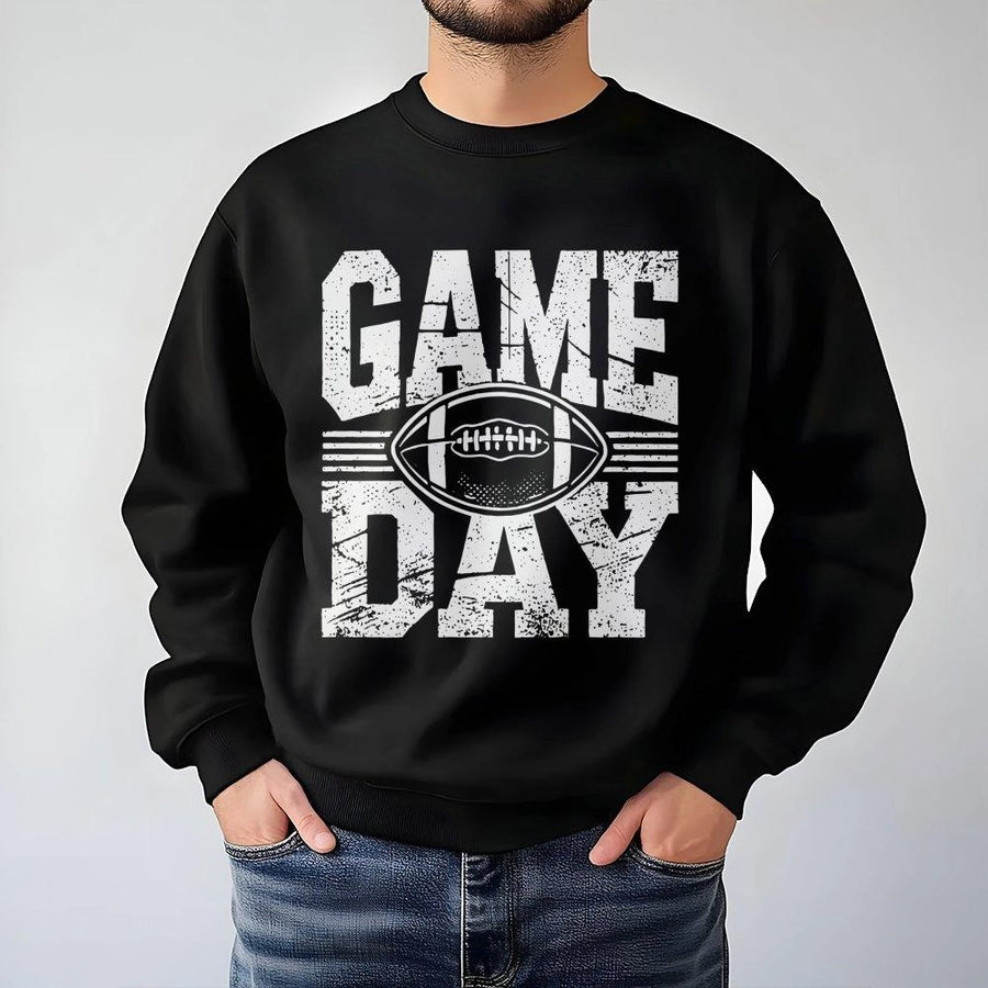 Game Day Football Sweatshirt | Distressed Graphic Print | Premium Cotton Blend | Unisex Fan Apparel Gift for Football Lovers