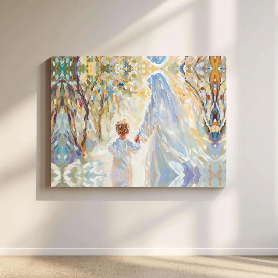 Jesus Walking With Child Canvas Print | Impressionist Christian Wall Art | Premium Gallery-Wrapped Decor | Faith-Based Religious Gift for Home