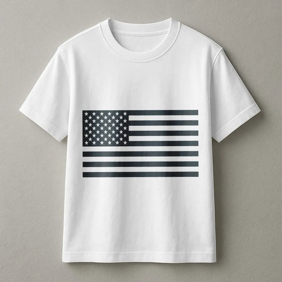 Black and White American Flag T-Shirt | Monochrome USA Flag Pullover | Soft Crewneck Jumper | Patriotic Gift for Men