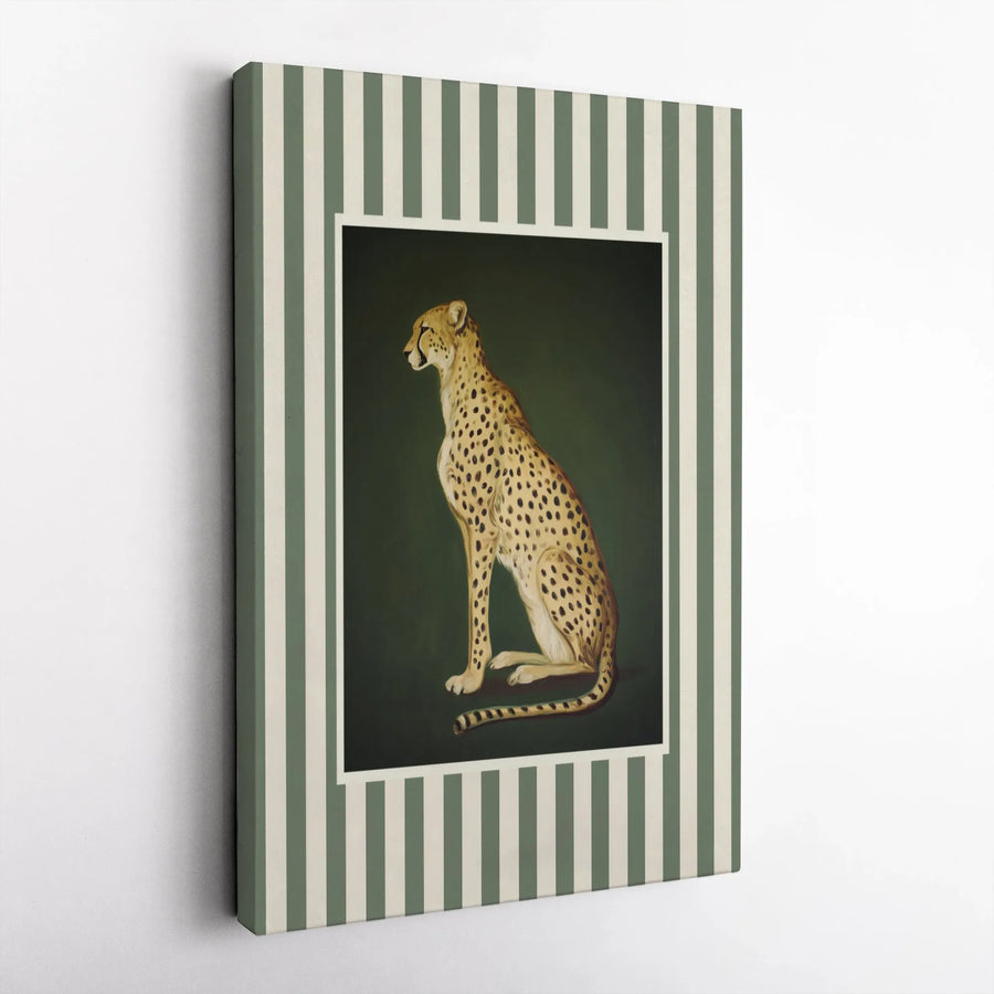 Cheetah Wall Art | Vintage Safari Animal Illustration | 1.25 Inch Gallery Wrapped Canvas | Sophisticated Home Decor Gift