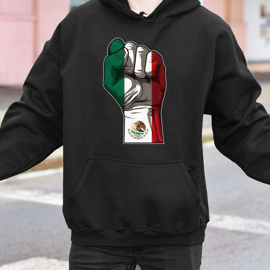 Mexico Flag Fist Hoodie | Proud Mexican Heritage Graphic | Premium Cotton Blend Streetwear | Unisex Gift for Latino Culture Lovers