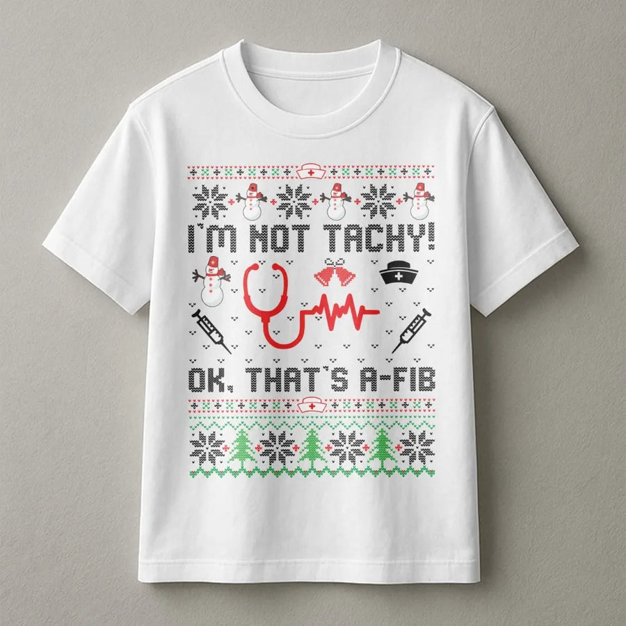 Nurse Christmas T-Shirt | Funny Medical Pun Ugly Sweater Design | Premium Cotton Graphic Tee | Gift for Nurses & Doctors