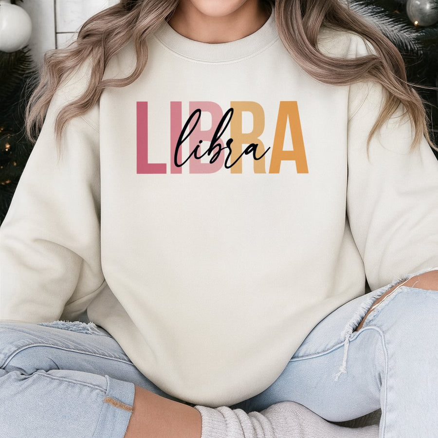 Libra Zodiac Sweatshirt | Minimalist Gradient Astrology Sign Design | Premium Cotton Blend Crewneck | Birthday Gift for Her Astrology Lover
