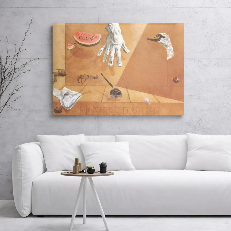 Surrealist Art Canvas Print | Abstract Dreamscape with Floating Hand and Swan | Premium Gallery Wrap Wall Decor | Unique Modern Home Office Gift