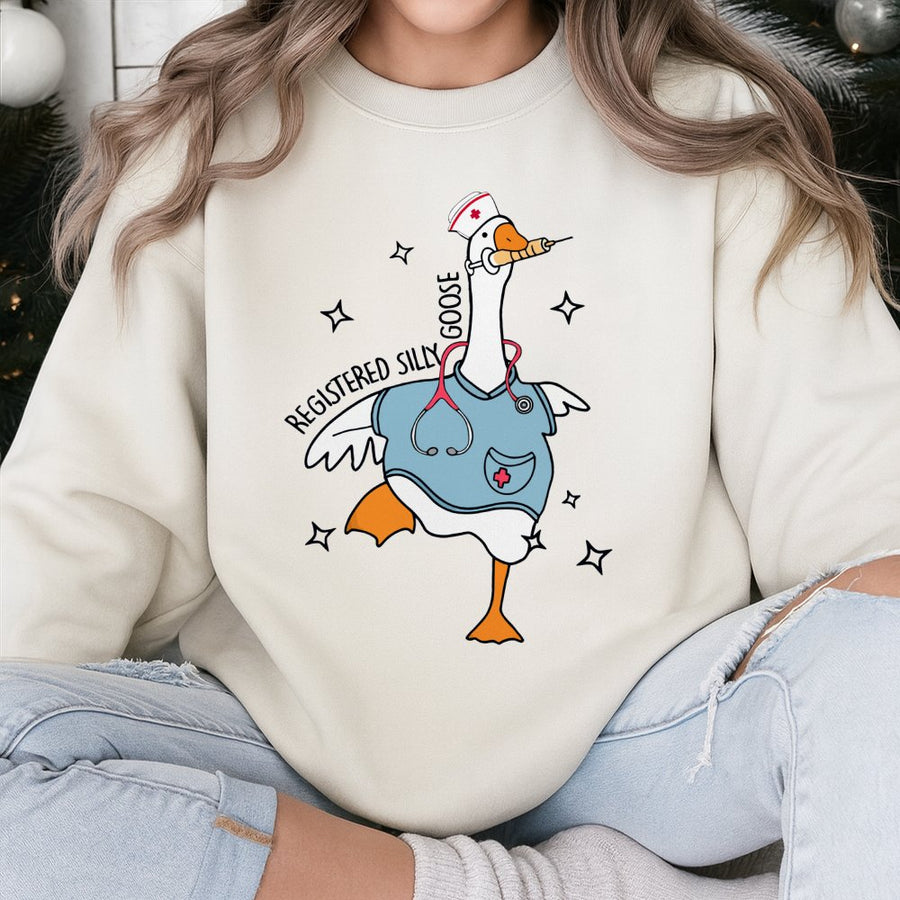 Registered Silly Goose Sweatshirt | Funny Nurse Appreciation Gift | Premium Cotton Blend | Nursing Student Graduate Hoodie