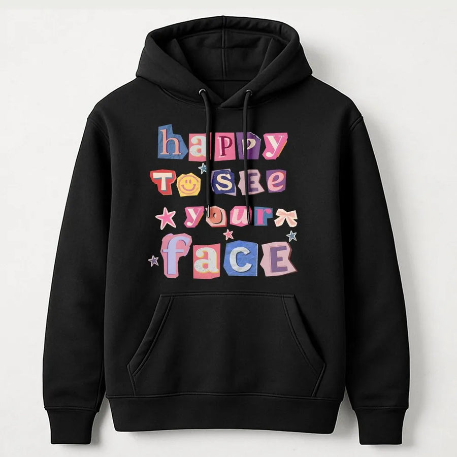 Happy To See Your Face Teacher Shirt | Cute Retro Collage Graphic Tee | Soft Comfort Colors Cotton | Back To School Gift for Teachers