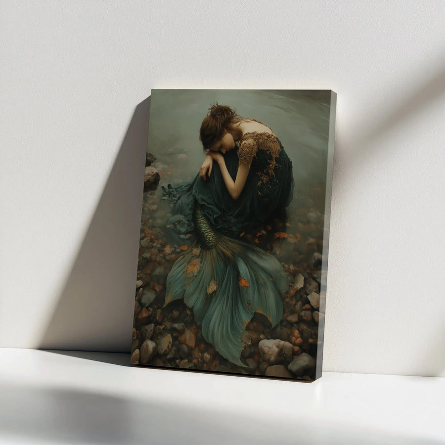 Mermaid Canvas Wall Art | Dark Fantasy Mermaid Painting | Premium Canvas Print | Gothic Home Decor Gift