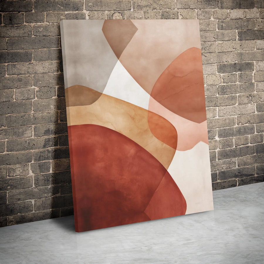 Modern Abstract Canvas Art | Earthy Terracotta Boho Wall Decor | 1.25 Inch Gallery Wrap Premium Print | Minimalist Living Room Home Decor