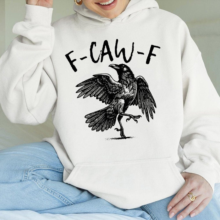 F-CAW-F Raven Hoodie | Sarcastic Bird Graphic Design | Premium Cotton-Blend Streetwear | Funny Gothic Gift For Crow Lovers & Bird Watchers