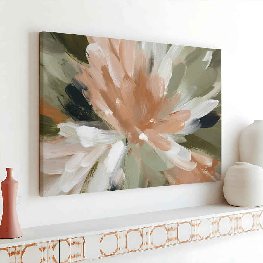 Abstract Floral Canvas Wall Art | Modern Brushstroke Flower Painting | Premium Thick Gallery Wrap Canvas | Living Room & Bedroom Home Decor Gift