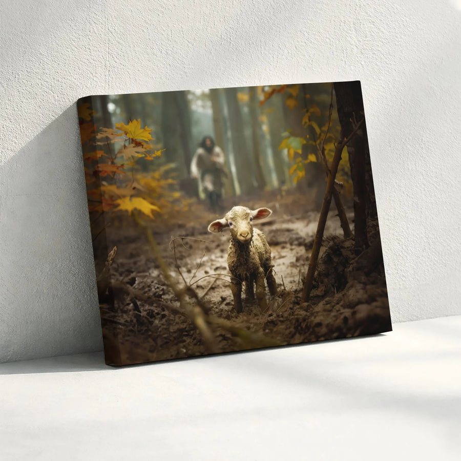 Good Shepherd Canvas Print | Jesus Rescuing Lost Lamb Art | 1.25" Gallery Wrap Wall Decor | Religious Home Decor Christian Gift
