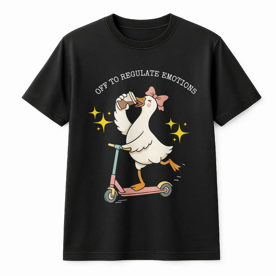 Silly Goose T-Shirt | Off To Regulate Emotions Graphic Sweatshirt | Premium Cotton-Blend Pullover | Gift for Therapist or Teacher