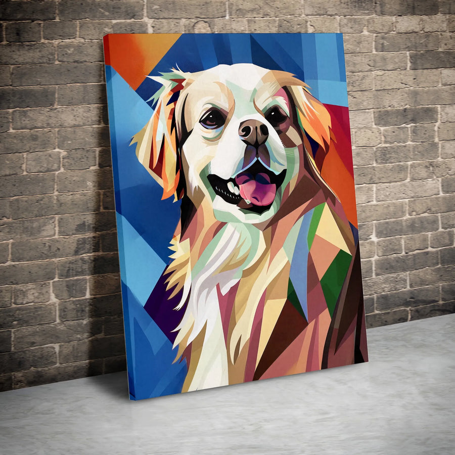 Geometric Dog Portrait Canvas Art | Colorful Polygon Pet Wall Decor | Gallery-Wrapped Premium Print | Modern Dog Lover Gift Idea