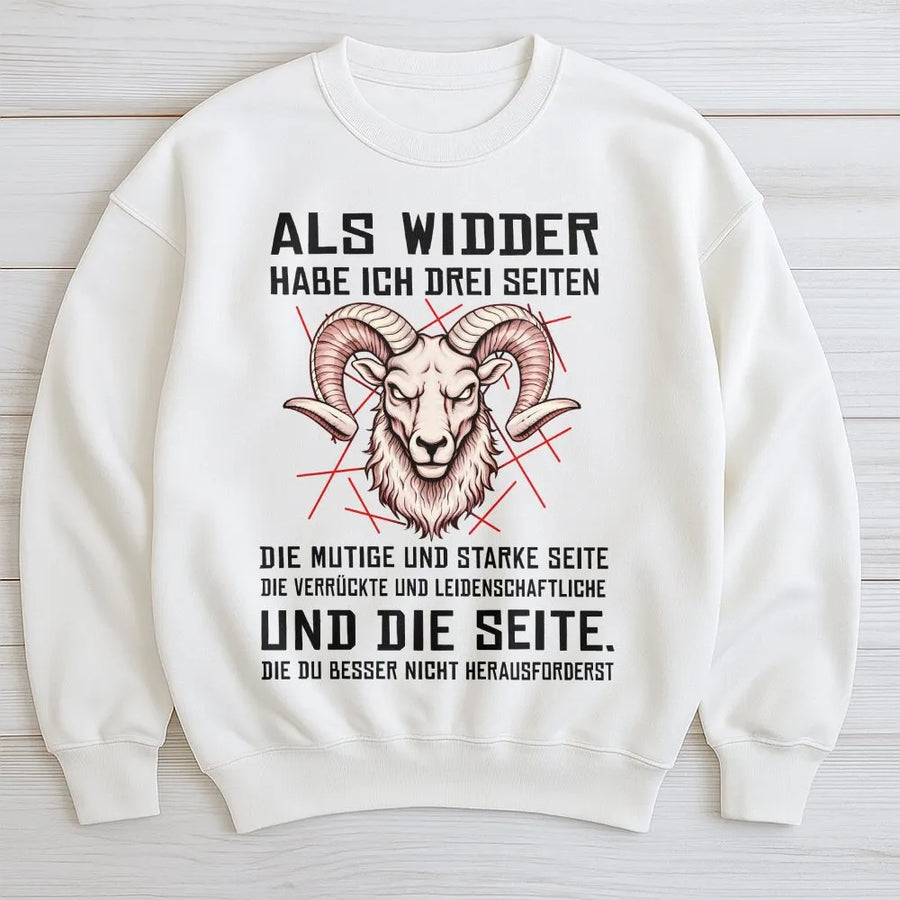 Aries Sweatshirt with German Quote | Widder Sternzeichen Sweatshirt | Premium Cotton-Blend Pullover | Astrology Birthday Gift for Men & Women
