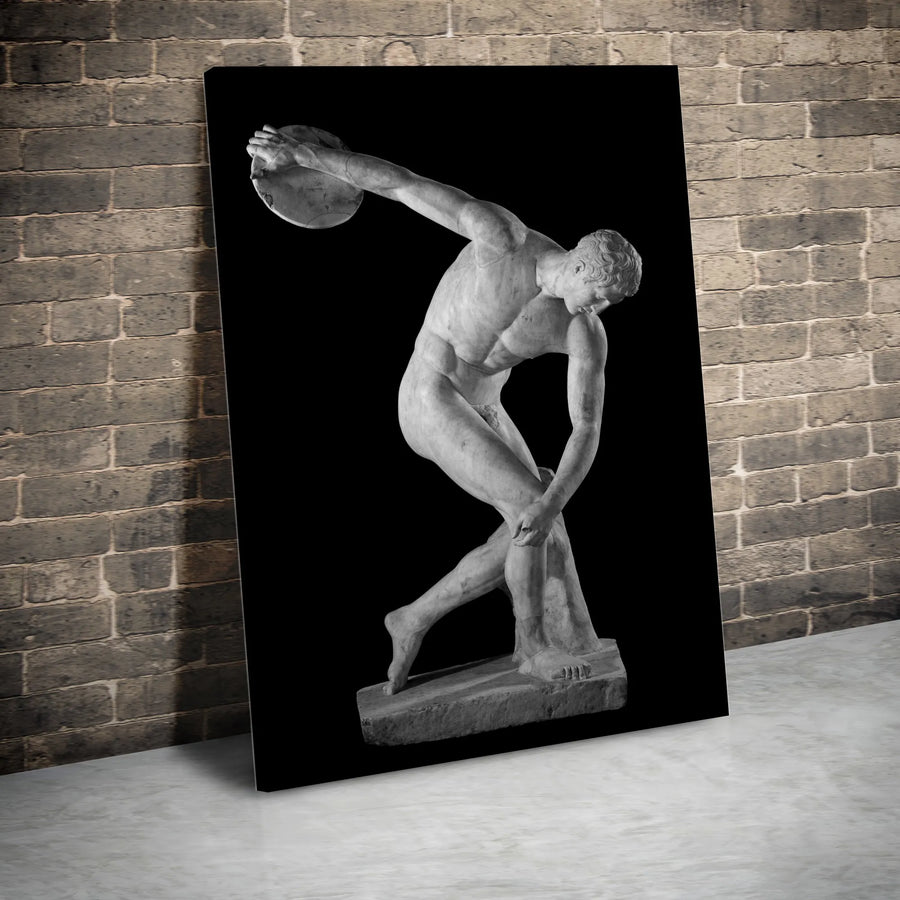 Discobolus Greek Statue Canvas Print | Classical Athlete Sculpture Wall Art | Premium Gallery Wrapped Decor | Sophisticated Home Office Gift