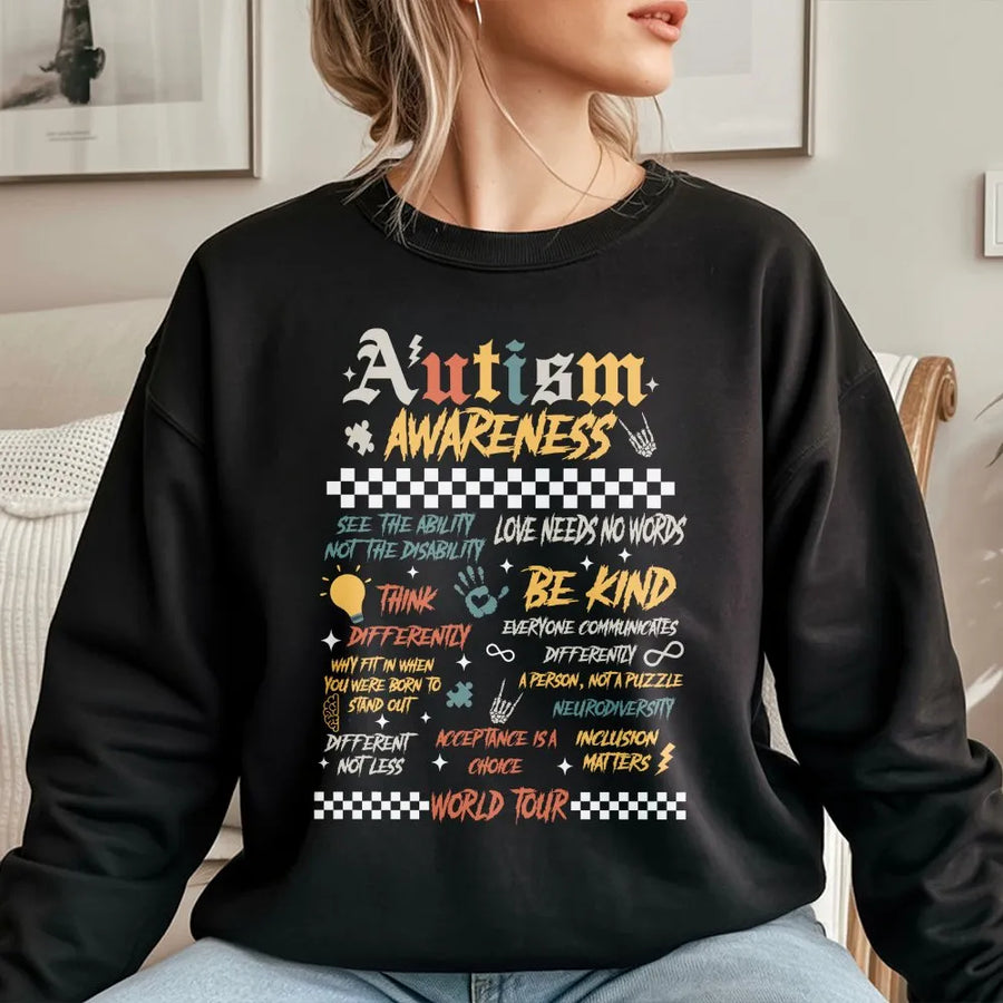 Autism Awareness Sweatshirt | Neurodiversity Acceptance Retro Graphic | Premium Cotton Shirt | Support Advocate Gift