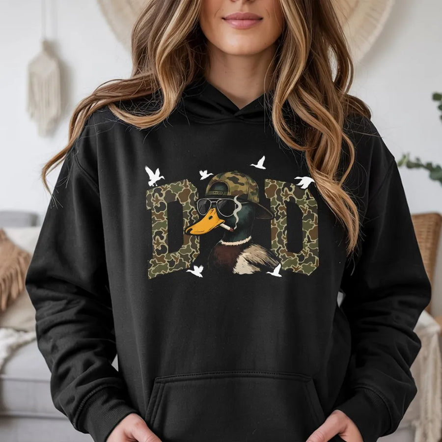 Duck Dad Hoodie | Funny Mallard Hunting Graphic | Premium Cotton Blend | Perfect Gift for Hunters and Outdoorsmen