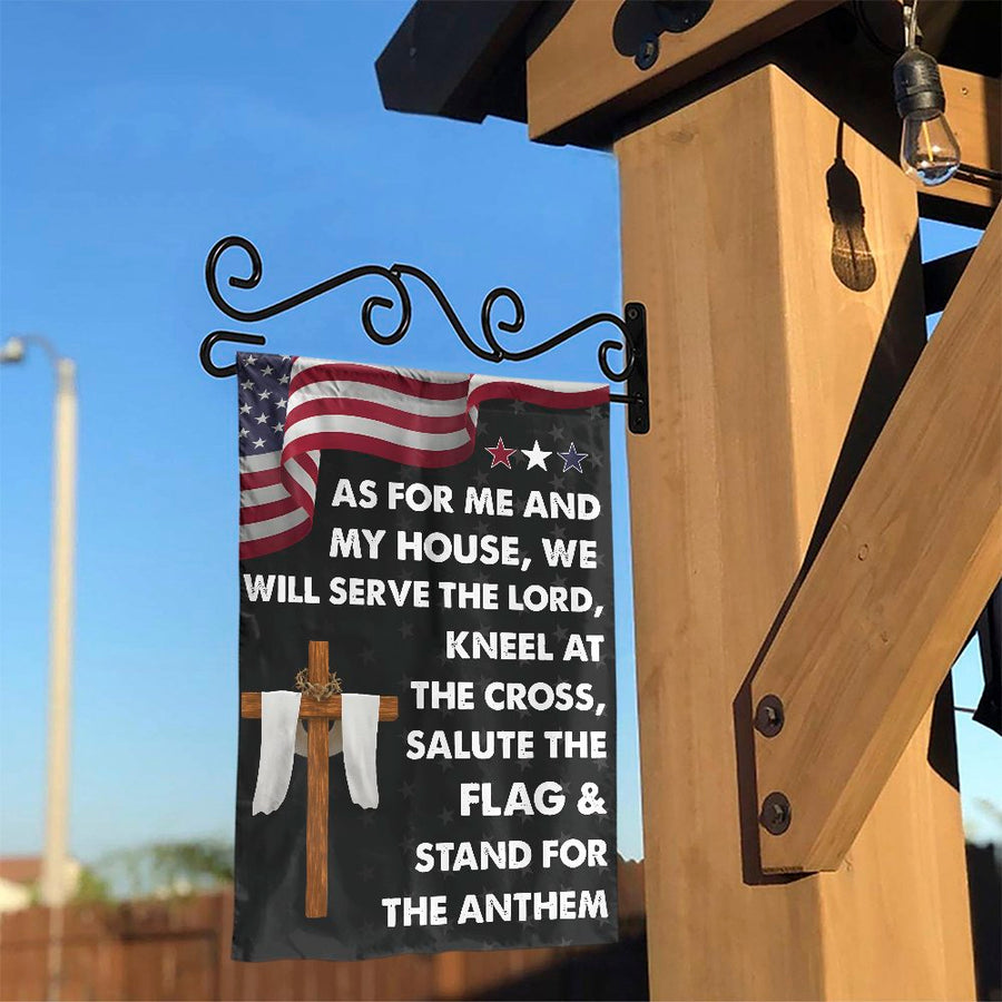 American Flag Garden Flag | Serve The Lord Cross Religious Yard Decor | Premium Weather-Resistant Polyester | Patriotic Christian Housewarming Gift