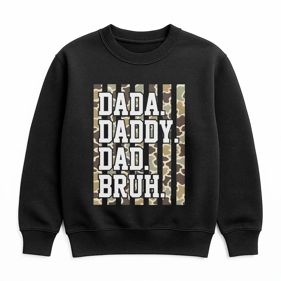 Dad Bruh Sweatshirt | Camouflage Dad Quote Graphic | Premium Cotton Blend | Funny Father's Day Gift for Him