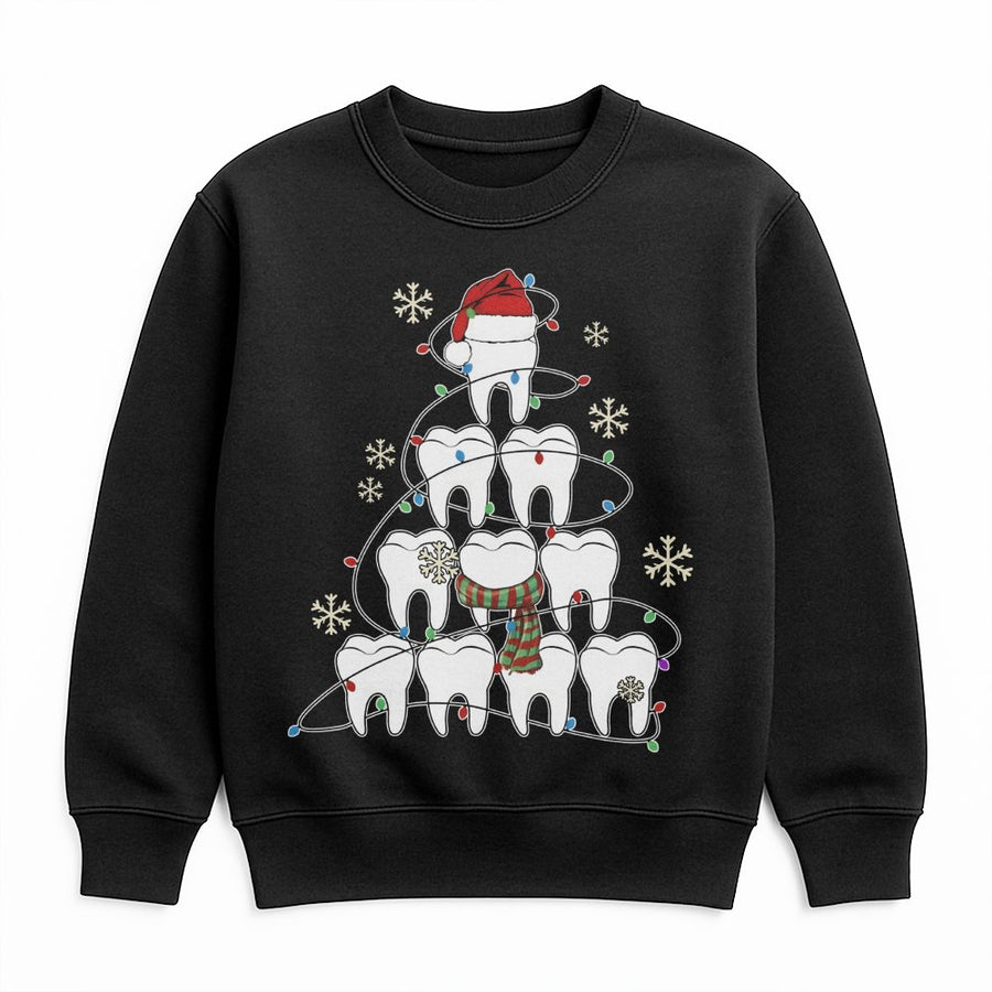 Dentist Christmas Sweatshirt | Tooth Tree Graphic Holiday Print | Soft Cotton Blend Unisex Pullover | Funny Dental Hygienist Gift for Xmas