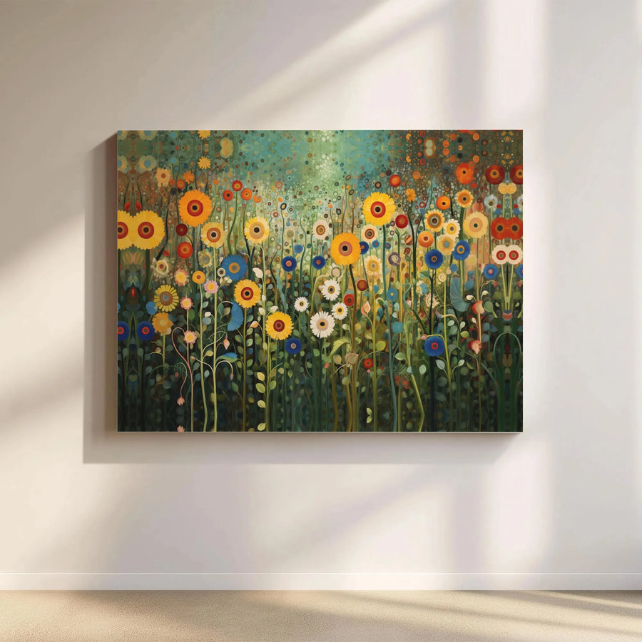 Premium Wildflower Canvas Wall Art | Abstract Floral Meadow Painting | Thick Gallery Wrapped Canvas | Modern Living Room Decor