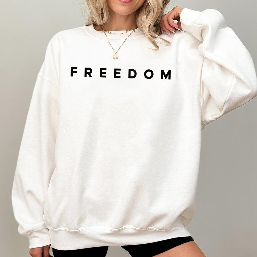 Freedom Graphic Sweatshirt | Minimalist Typography Print | Premium Cotton Blend | Unisex Patriotic Gift for Men and Women