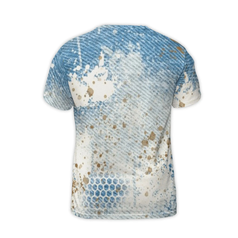 Number 23 3D T-Shirt | Distressed Denim Honeycomb Graphic | Premium Stretch Jersey | Casual Sports Inspired Apparel for Fans