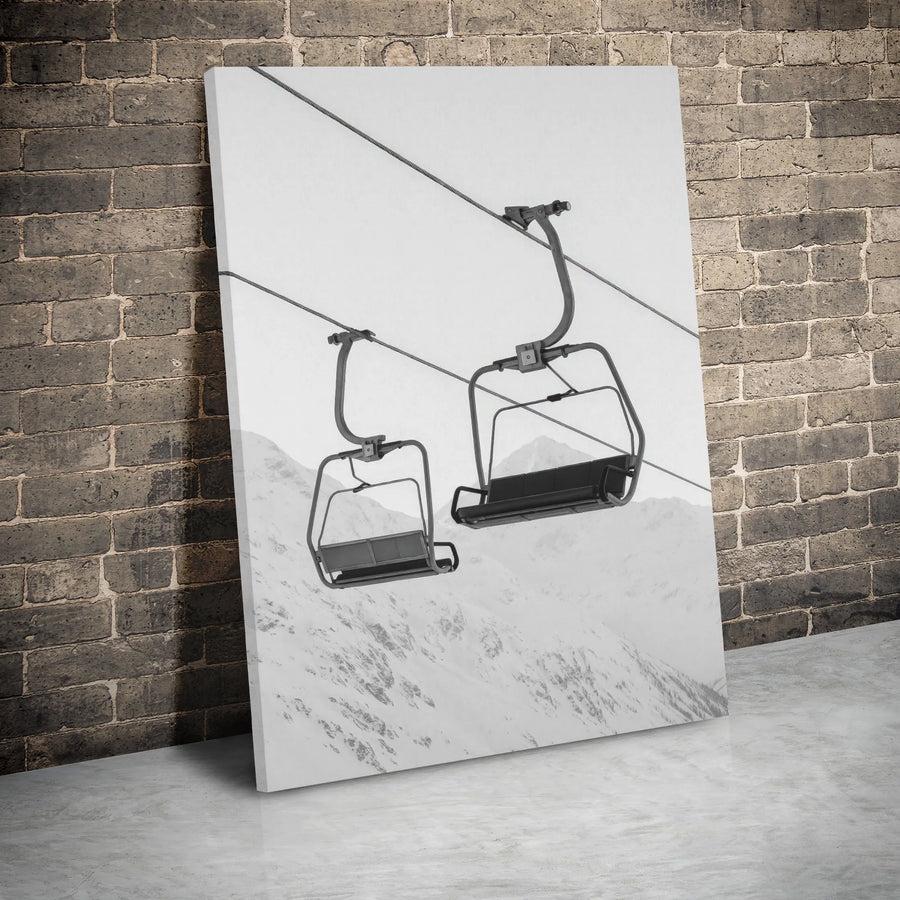Ski Lift Canvas Wall Art | Snowy Mountain Photography | Premium Gallery Wrap Decor | Winter Sports Lover Gift for Home or Office
